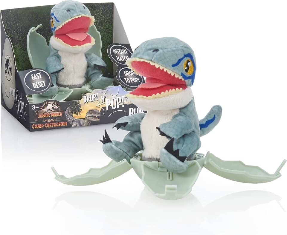 Wow! PODS Stuff Jurassic World Drop 'n Pop Dino - Velociraptor Blue | Dinosaur Egg with Pop-up Plush Toy | Official Fallen Kingdom Merchandise, Gifts and Toys for Boys and Girls, Aged 5+