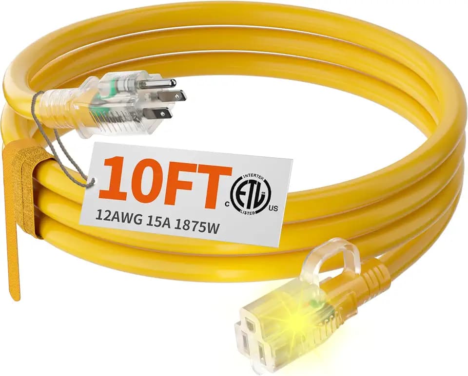 HUANCHAIN 12 Gauge Heavy Duty Outdoor Extension Cord 10 FT Waterproof