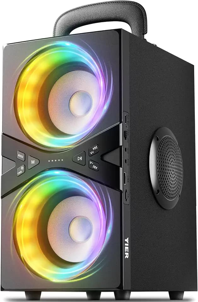 YIER Party Bluetooth Speaker: 80W Peak Large Stereo Sound for Outdoor