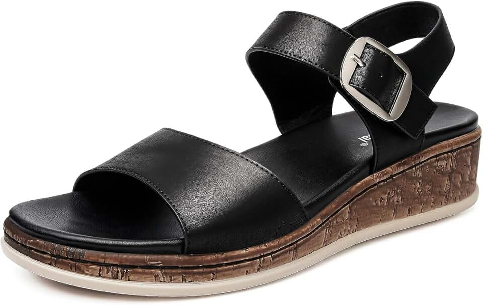 DimaiGlobal Damen Keilabsatz Sandalen Low Wedge Sommer Bequeme Elegante Sandaletten Mit Arch Support Orthopädische Sandale Leichte Freizeit