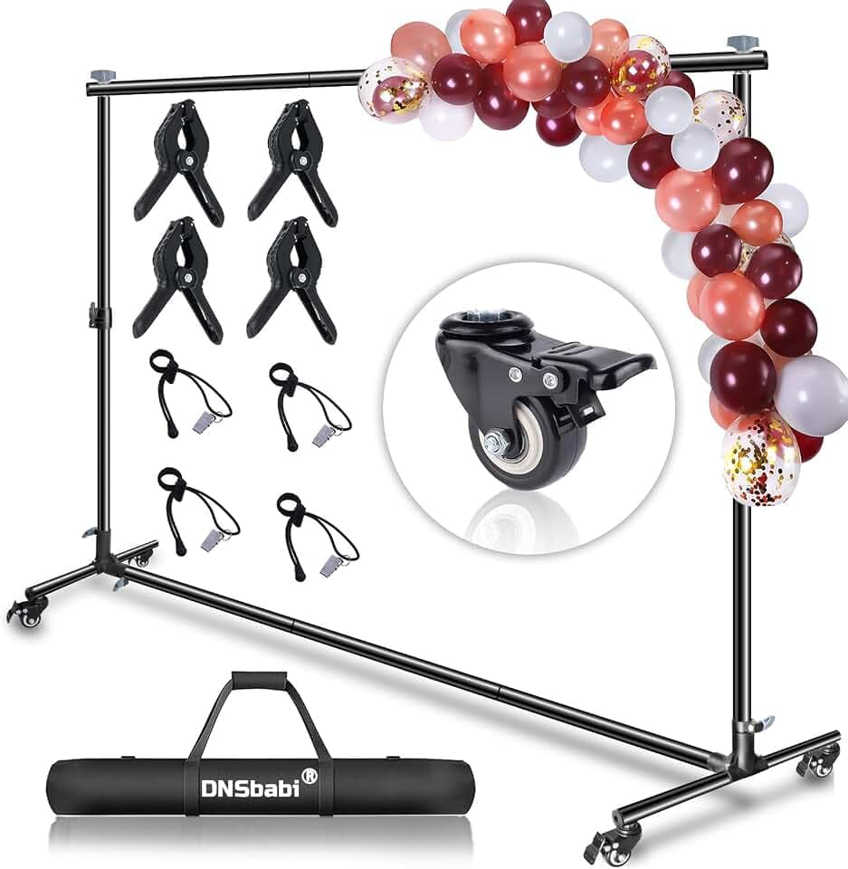 10 * 7ft Adjustable Backdrop Stand with Wheels, Photo Background Stand