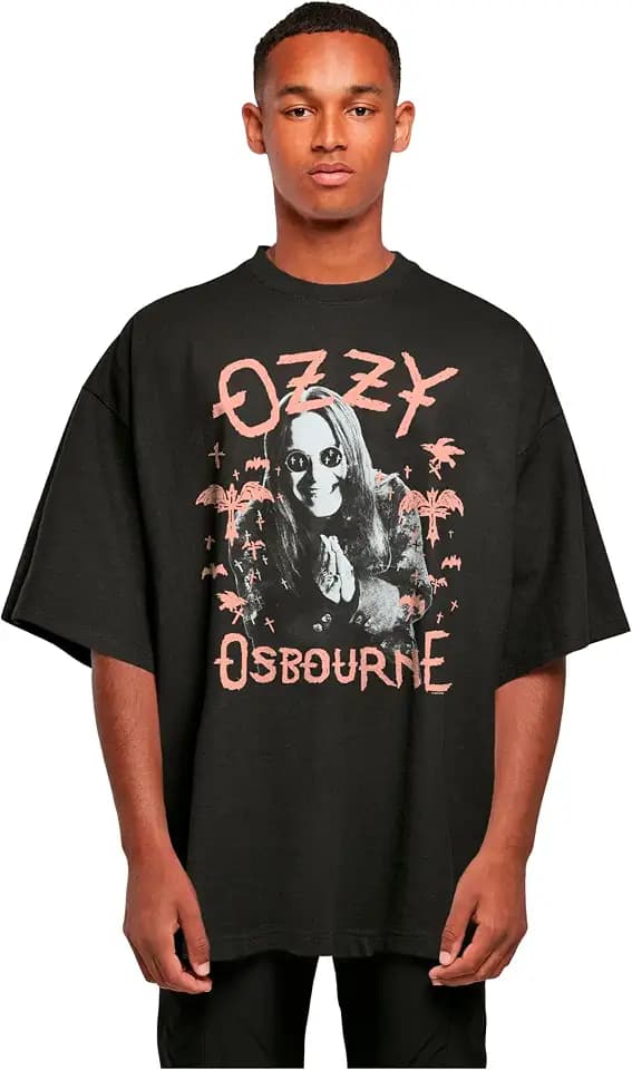 MERCHCODE Herren Mp501332-ozzy Osbourne - Pink Bat Huge Tee T-Shirt (1er Pack)