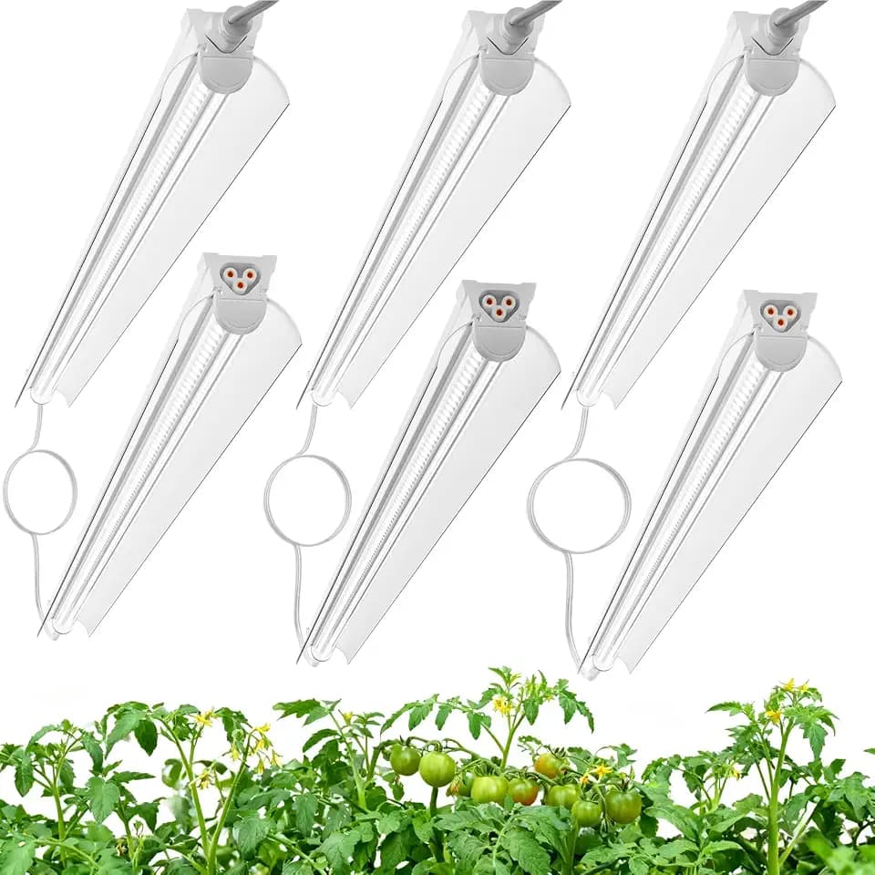 3FT Grow Lights for Indoor Plants,T8 5000K Full Spectrum Plant Light,192W(6 x 32W), LED Grow Light Strips with Timer, Aluminum Reflector, Linkable,Plant Growing Lamp Fixture for Greenhouse Indoor 6pcs
