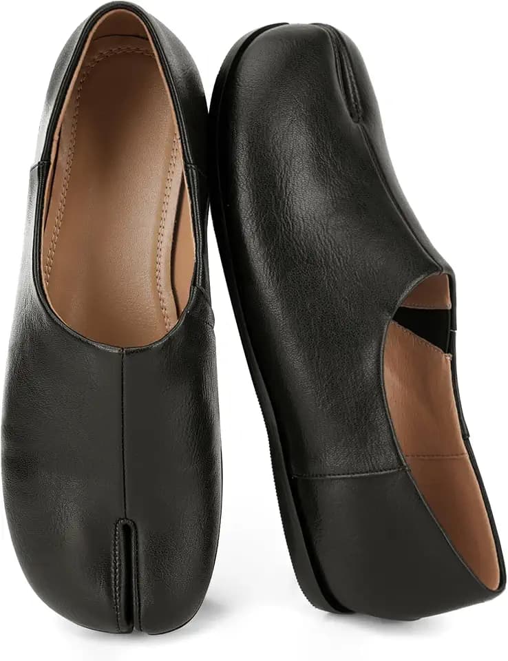 UBWDU Split Toe Shoes Tabi Shoes Women Wide Width Round Toe Ballet Flats for Women