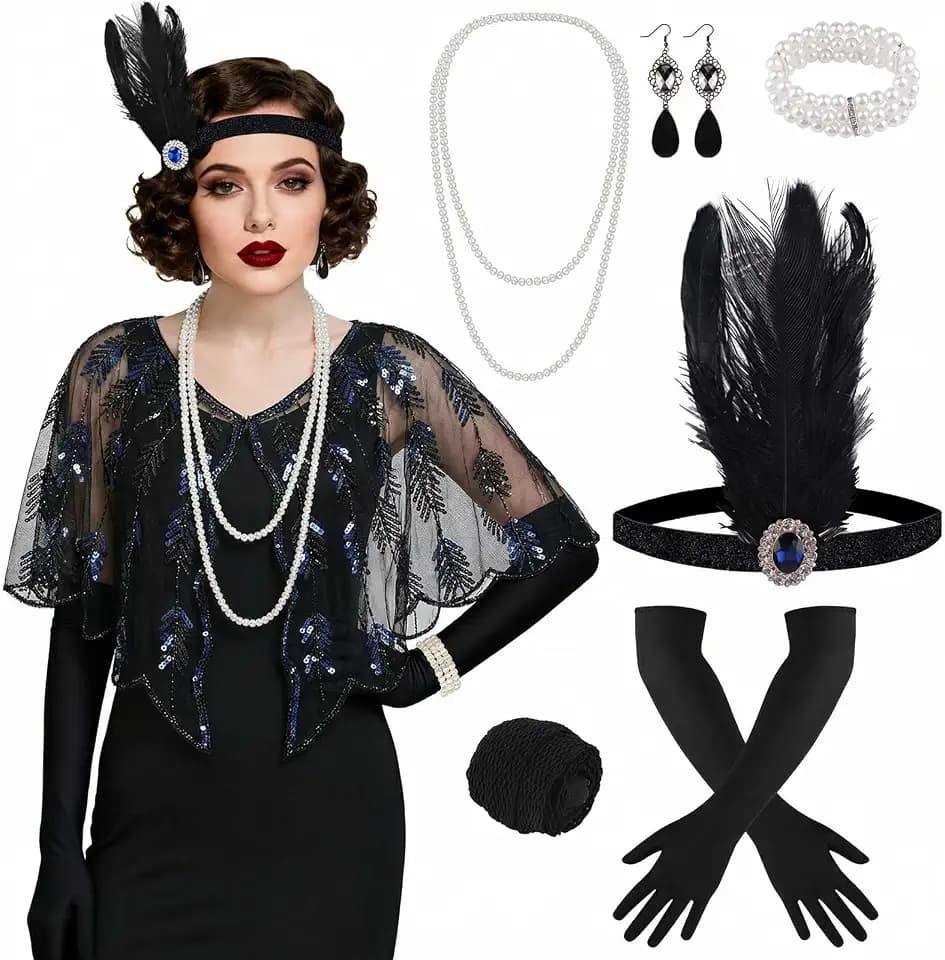 ELECLAND 10 Pieces 1920s Flapper Gatsby Accessories Set for Women