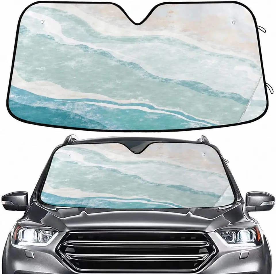Bohemian Summer Beach Windshield Sun Shade for Car Auto SUV Truck Foldable Front Window Sunshade Sun Visor Protector Block UV Rays Reflect Heat, 55" x 28"
