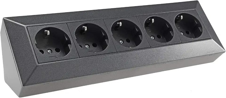 ChiliTec Ecksteckdose 5-Fach Steckdosenblock Anthrazit