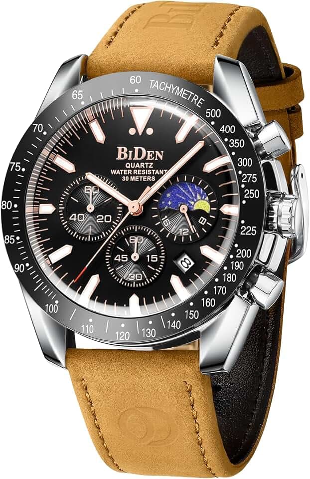 LN LENQIN Herrenuhren Analog Quarz Business Style Uhren 30M Wasserdicht Armbanduhren mit Lederband für Männer Elegant Uhren mit Datum