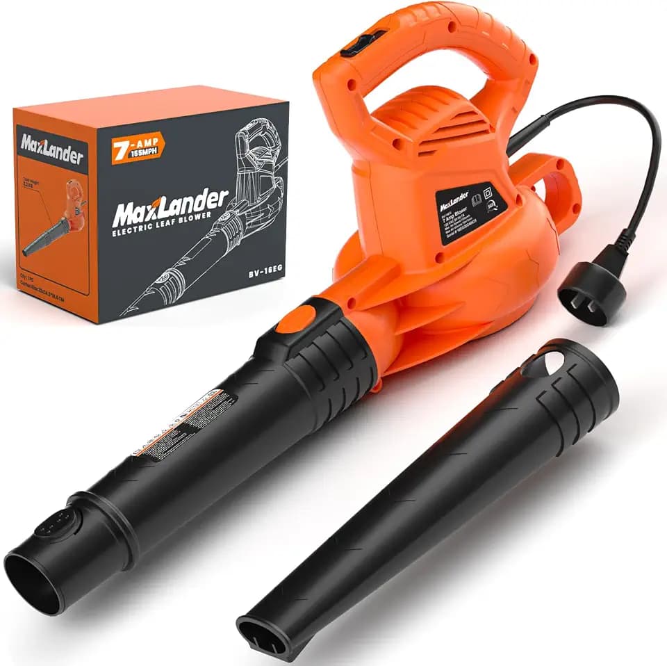 MAXLANDER 7-Amp Electric Leaf Blower, Handheld Blowers for Lawn Care