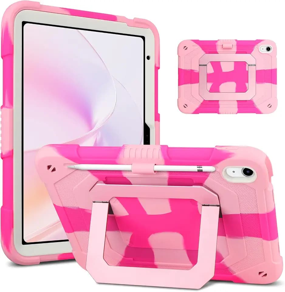 SAMONPOW for iPad A16 Case Kids iPad 11th/10th Generation 11/10.9 Inch Pink