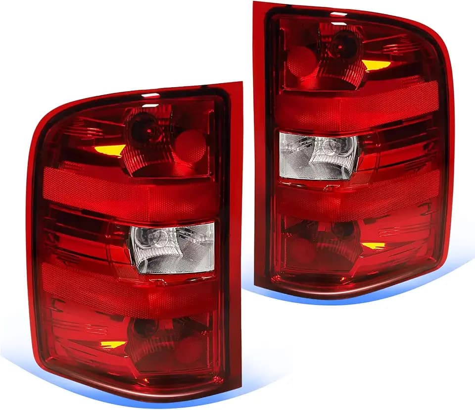 Pair Tail Lights Compatible with 2007-2013 Chevy Silverado 1500 2500HD 3500HD GMC Sierra Taillight Assemblies Rear Brake Tail Lamps Red Border Replacement LH&RH GM2800207 GM2801207(1 Pair)
