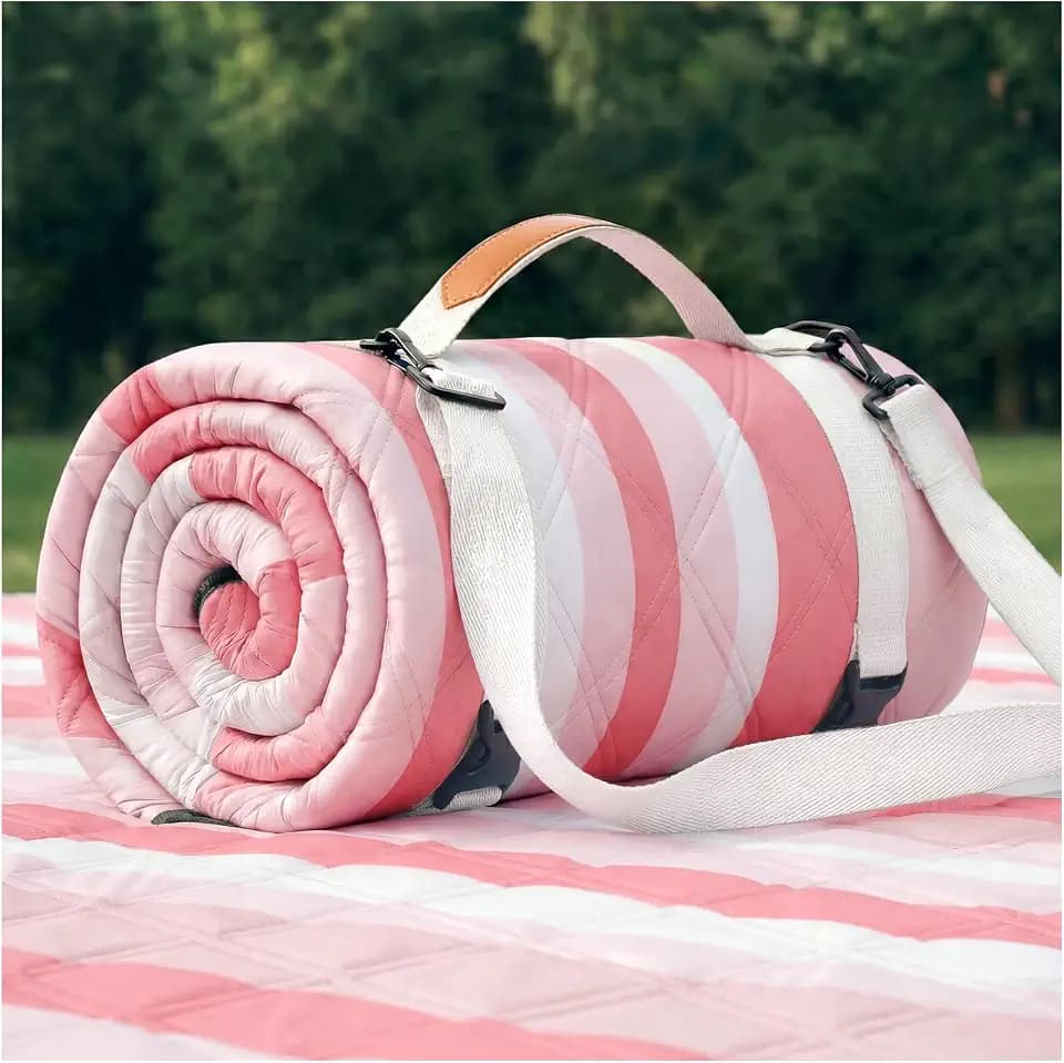 RYCHIC Waterproof Beach Blanket Picnic Outdoor Mat Rug Extra Large Foldable Big Cute Camping Gear Travel Accessories Gift Park Patio Lawn Garden Grass Ground Play Music Festival Concert Essential Pink