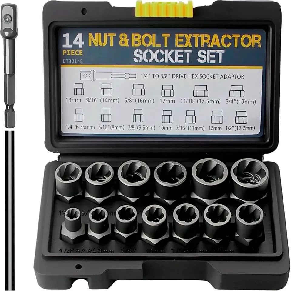 Muttern Entferner Set 15PCS - mit 13 Mutternsprenger und Sechskantadapter