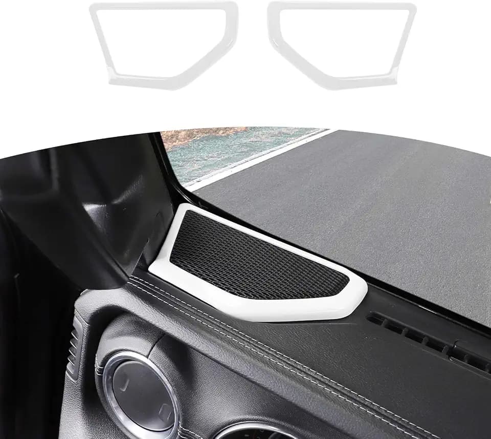 RT-TCZ for Jeep JL A Pillar Speaker Trim Cover White for Jeep Wrangler JL JLU 2018+ for Gladiator JT 2020+ White Interior Accessories 2pcs