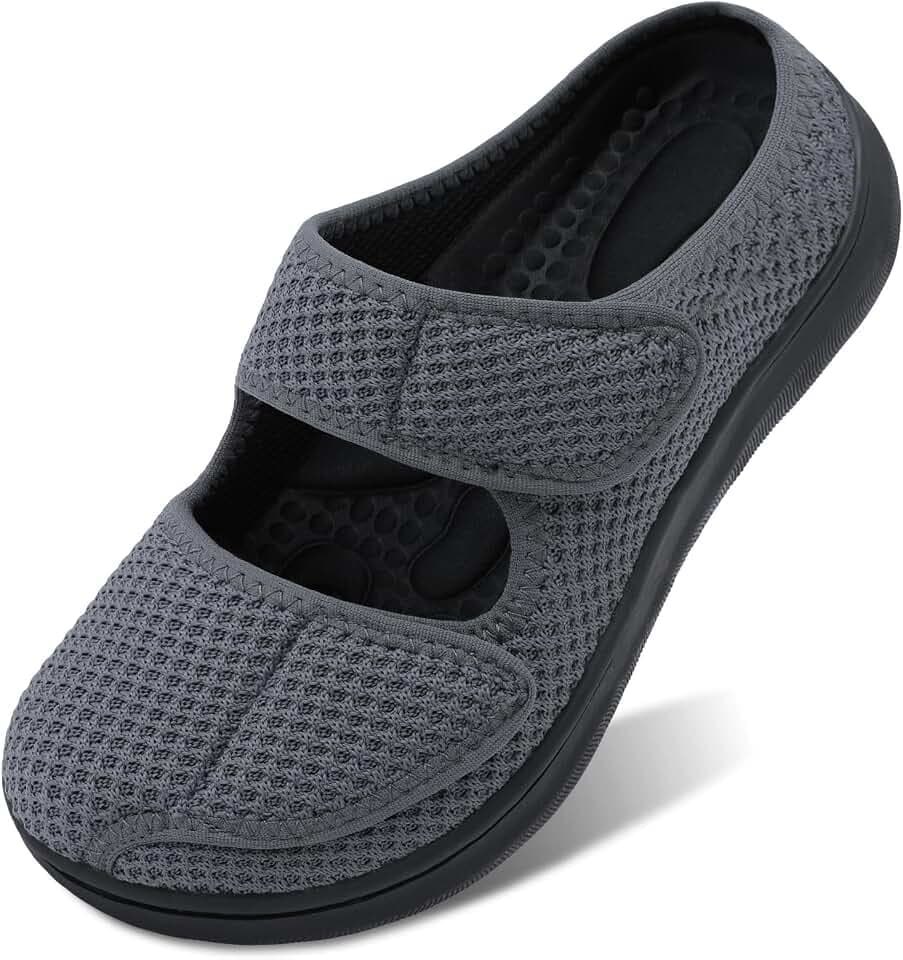 JIASUQI Womens Diabeitc Slippers Wide House Shoes with Adjustable Strap