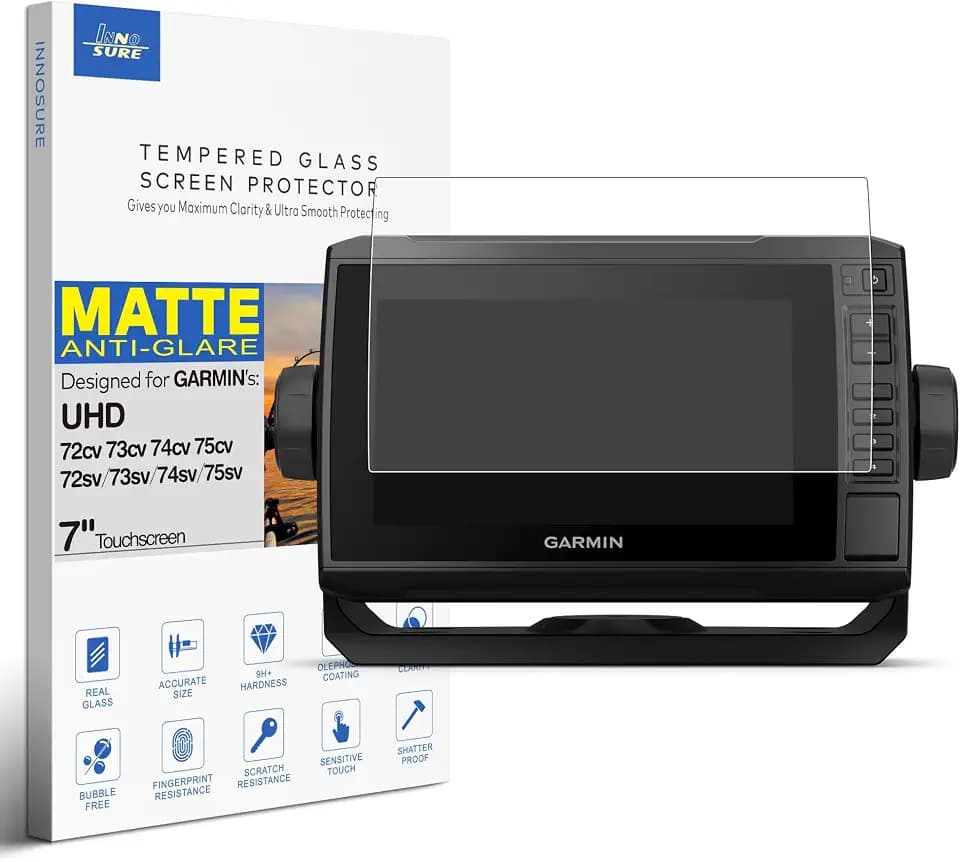 Tempered Glass Screen Protector for Garmin EchoMAP UHD & EchoMAP Plus 72cv 73cv 74cv 75cv & 72sv 73sv 74sv 75sv Chartplotter 7-Inch Touchscreen Anti Scratch/Glare (Matte)