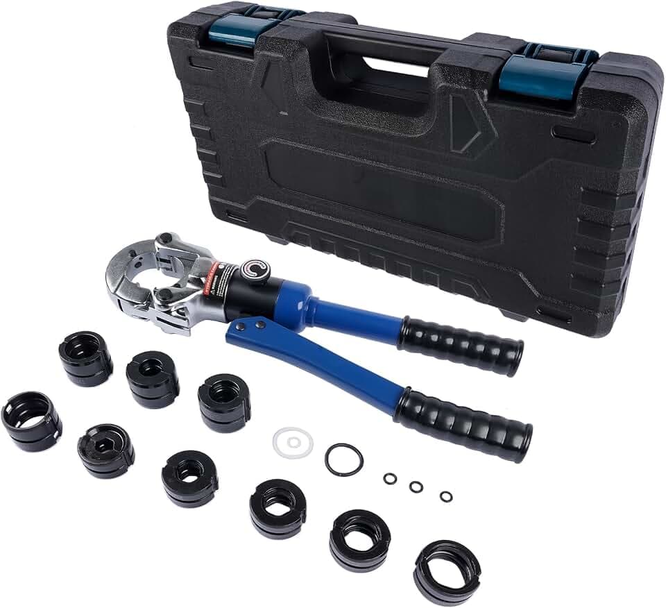 Profi Presszange Kupferrohr V-Kontur und TH-Kontur mit Rohrabschneider für Kupferrohr & Verbundrohr - Backeneinsätze V12 V15 V18 V22 V28 Und TH16 TH20 TH26 TH32 incl Hopzty