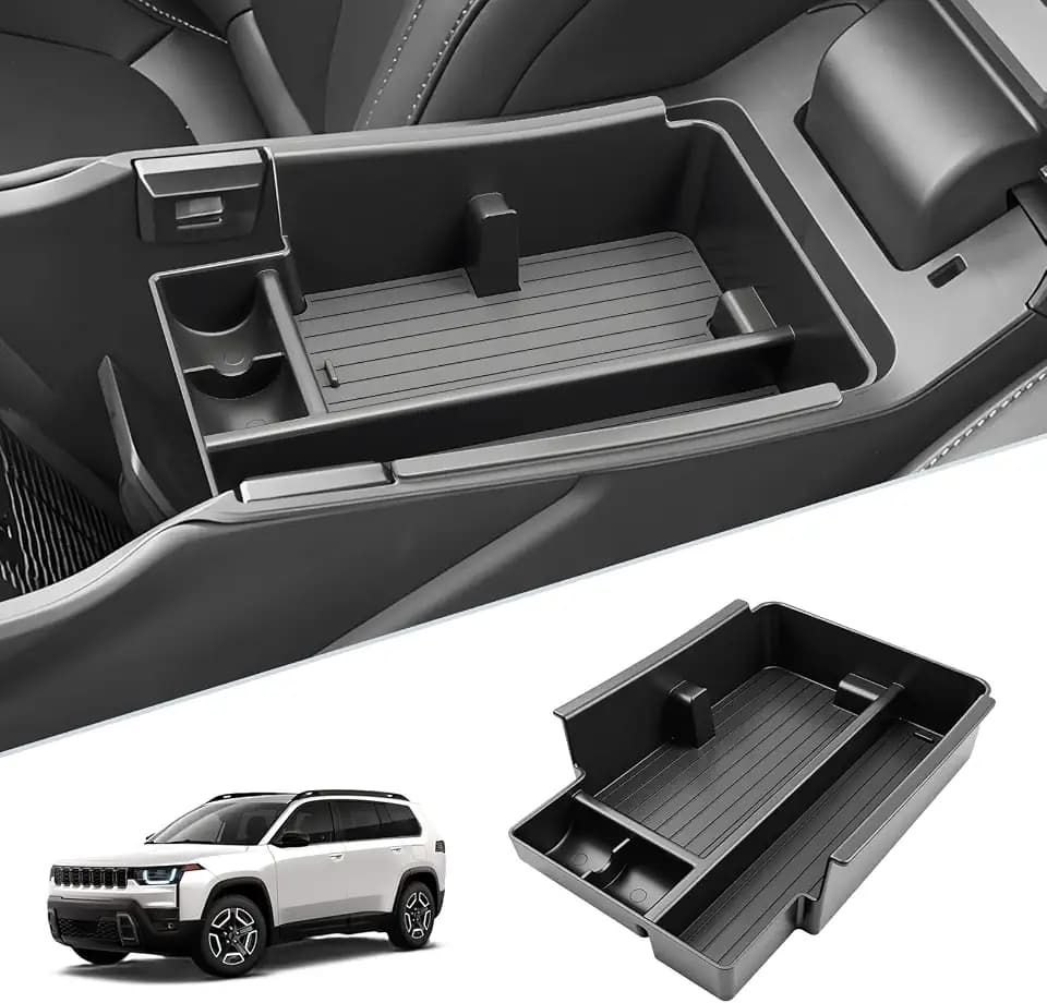 SKTU for 2026 Jeep Cherokee Center Console Organizer for 2026+ Jeep Cherokee (Base/Laredo/Limited/Overland) Console Tray Jeep Cherokee 2026 Accessories ABS Insert Tray with Sunglasses and Coin Holder