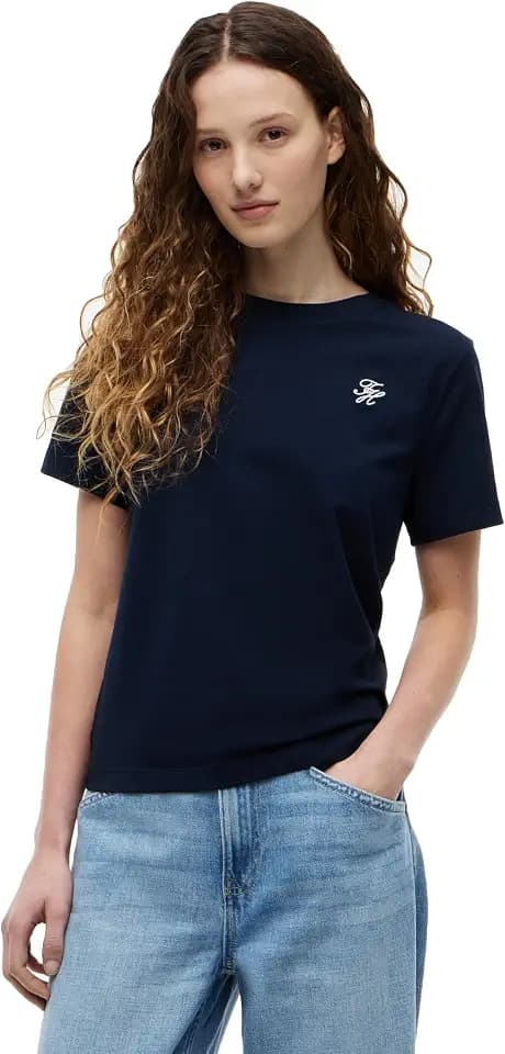 Tommy Hilfiger Women's Short Sleeve Cotton Graphic Crew Neck T-Shirts with Stretch and Script Logo