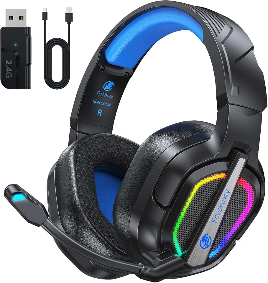 Fachixy Wireless Gaming Headset mit Mikrofon für PS5, PS4, PC, Switch & Mac
