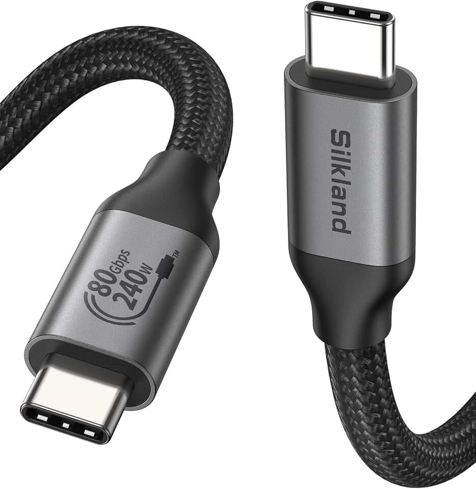 Silkland 80Gbps USB4 V2.0 für Thunderbolt 5 Kabel 1M USB-IF-Zertifiziert | bis zu 120Gbps Videobandbreite, 4K@540Hz, Dual 8K@60Hz, PD3.1 240W, Kompatibel mit Thunderbolt 4/3, USB-C, SSD, Laptop, Dock