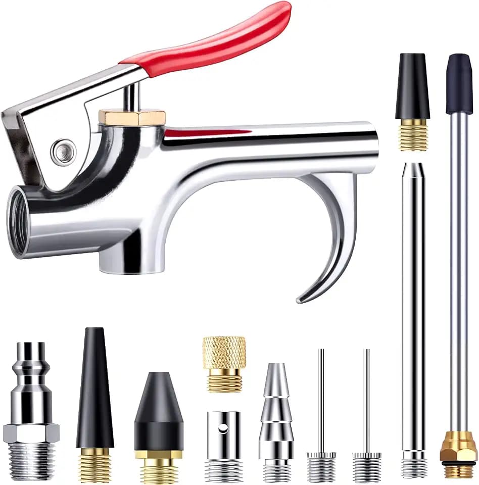 13 Pcs 2-Way Connection Air Nozzle Blow Gun Set, 1/4-Inch NPT Quick Fitting
