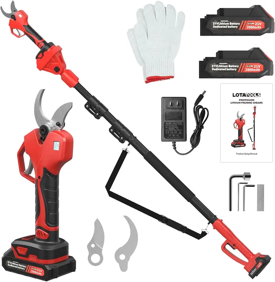 2 in 1 Electric Pruning Shears Cordless with Pole, 1.96" Cutting Diameter