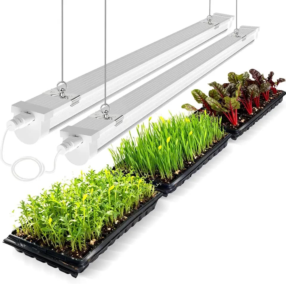 JESLED 4FT Grow Lights, 5000K Full Spectrum Sunlight White, V-Shaped Beam