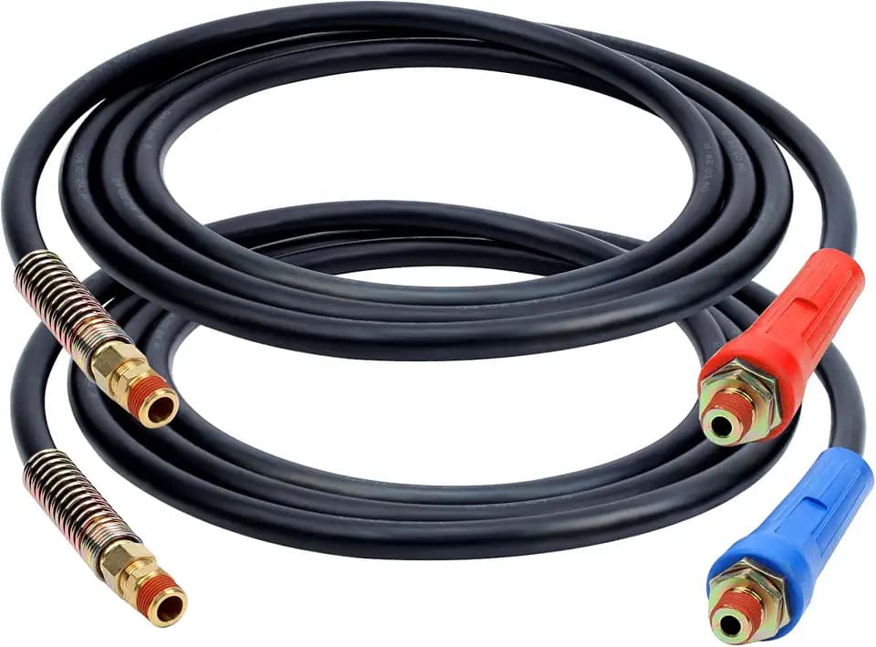 15 FT Air Line Hose Assembly Rubber Air Hose with 1/2" NPT Swivel Fitting Straight Heavy Duty Power Hoses Set Spring Guard Grips DOT Fittings for Semi Truck Trailer Tractor