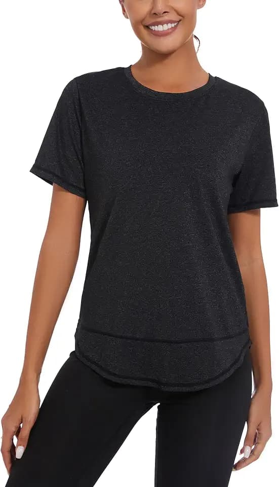 Litherday Sportshirt Damen Kurzarm Sport Tshirt Funktionsshirt Kurzarm Gym Oberteile Top Fitness Atmungsaktive Yoga Activewear Atmungsaktiv Schnelltrocknendes Gym Shortsleeve