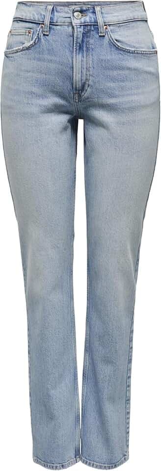 ONLY Damen Jeans Onlwillow Hw Straight Lb DNM Dot