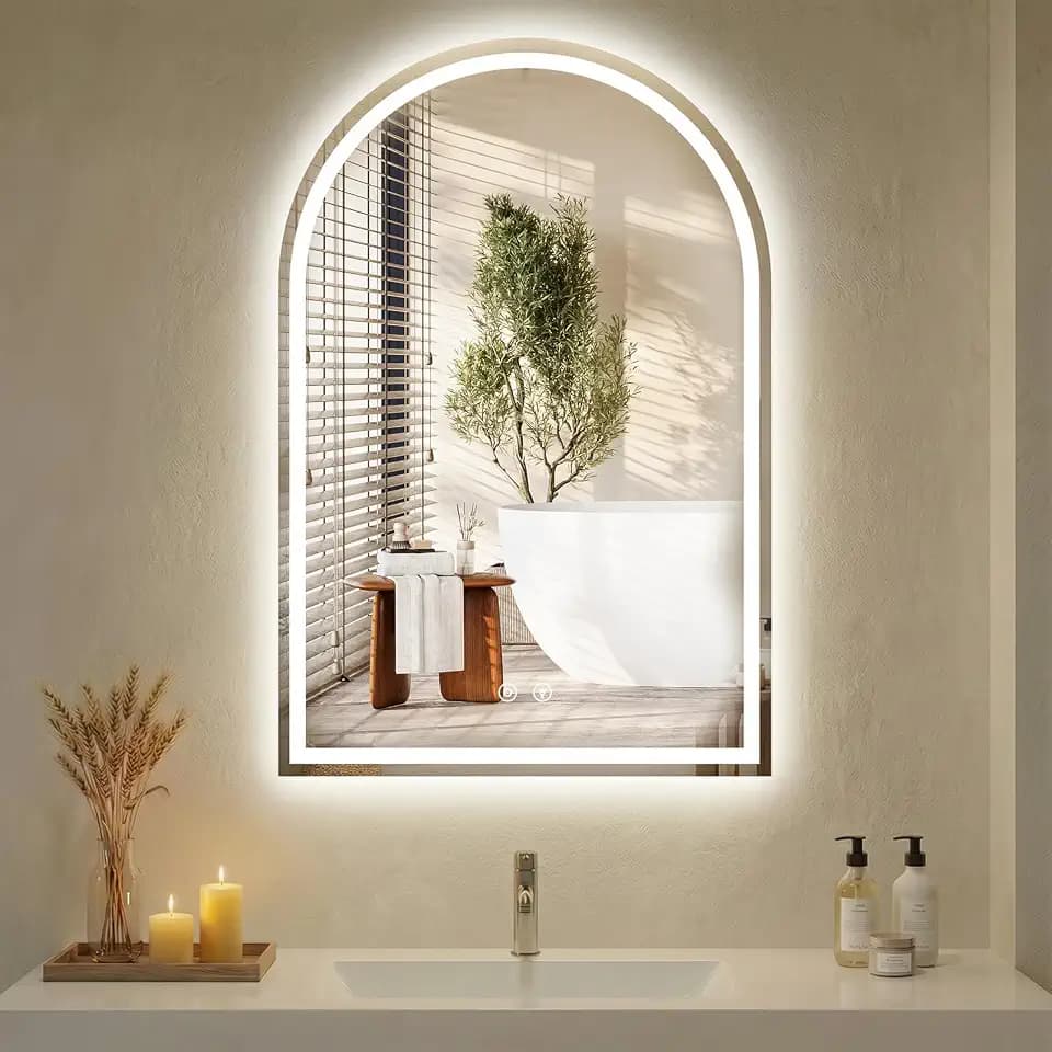 Arched LED Bathroom Mirror with Lights, 36x24 Inch Vanity Mirror