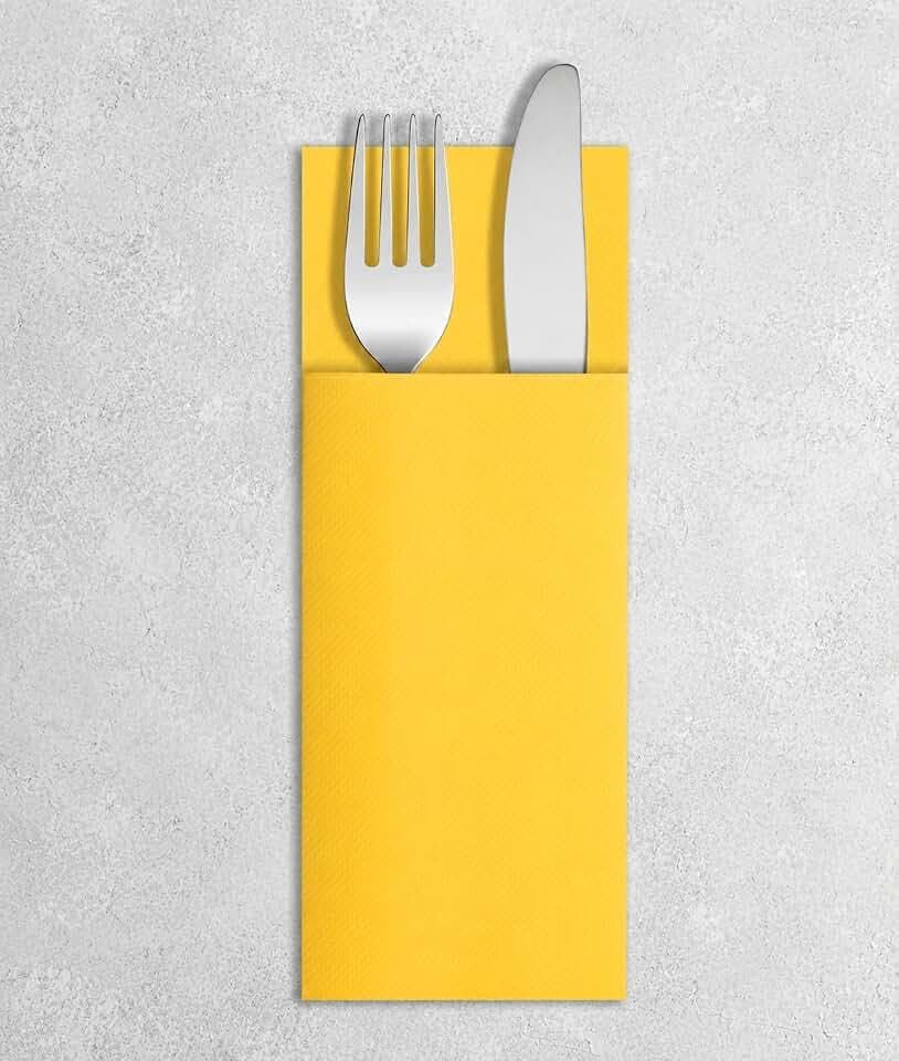 Airlaid 50 Besteckservietten, Hochwertige, Einwegserviette, 32X40 cm, Gelb