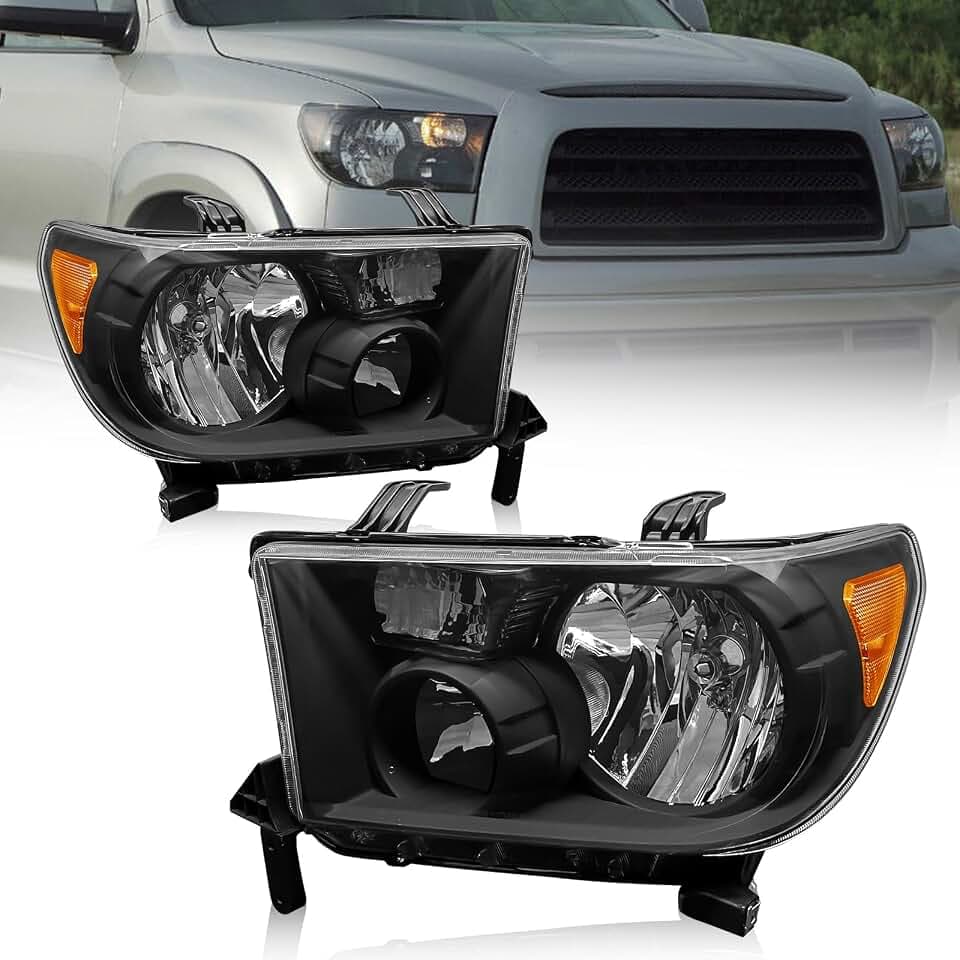 for 2007-2017 Toyota Tundra & Toyota Sequoia Headlights Black