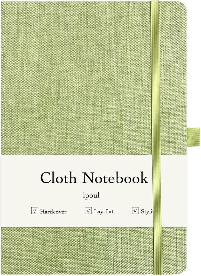 A5-Notizbuch, Leinen-Tagebuch, 20,3 x 15,2 cm, linierte Seite, Tagebuch zum Schreiben, Hardcover, flach hinlegen, elastischer Verschluss und Stiftschlaufe, Grün