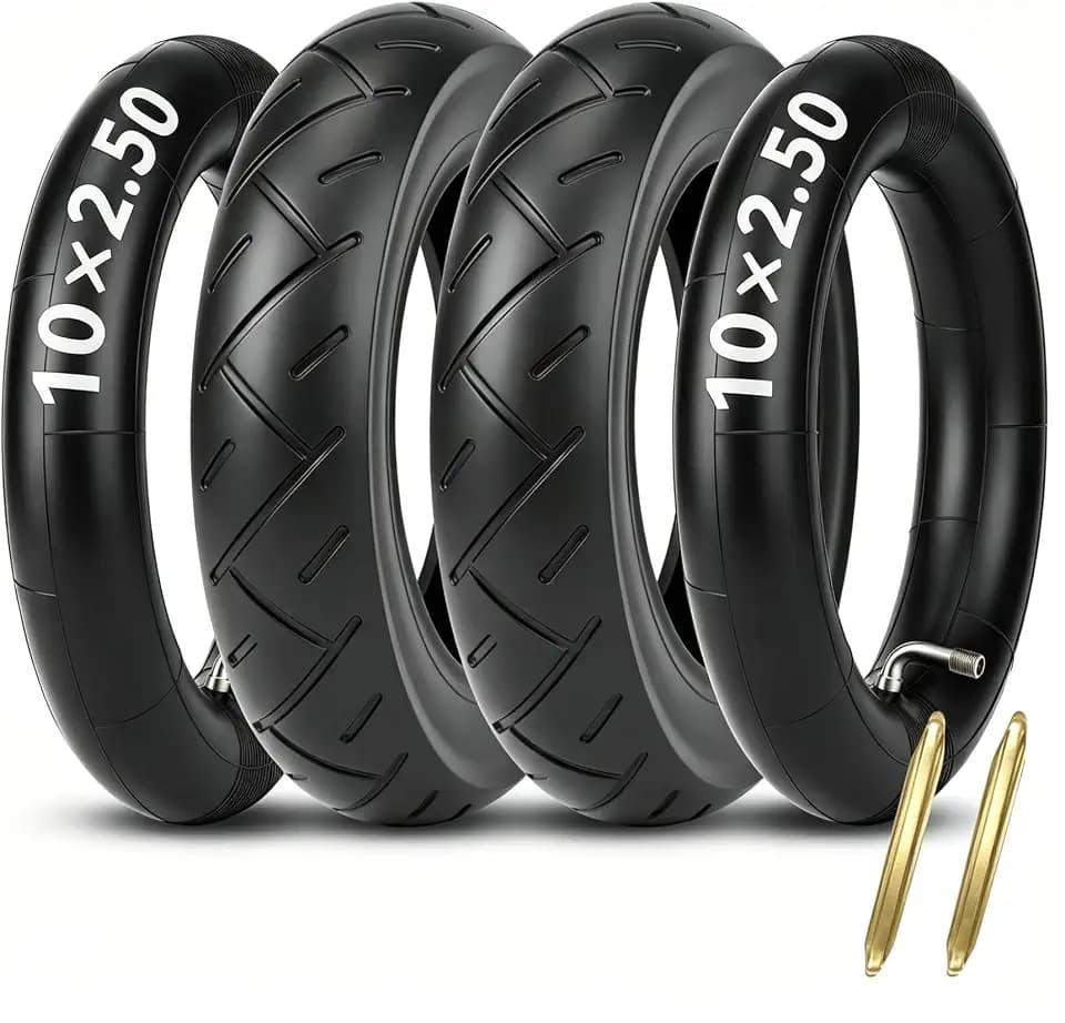 ELVANO 10×2.5 Electric Scooter Tire & Tube Set, Pneumatic Tire and Replacement Tube with 90° Bent Valve and 2 Tire Levers, Fits 6" Rims and 36v, 48v, 400w, 500w, 800w Hub Motor (2-Set)
