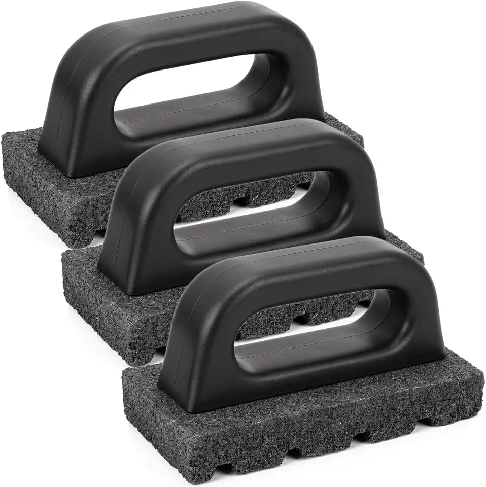 3 Pcs Rub Brick with Handle, 24-Grit Carbofrax Surface Concrete Tools