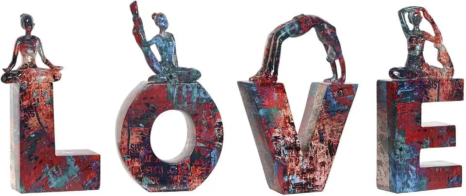 FIGURA SET 4 RESINA 12,5X5X22 LOVE YOGA MULTICOLOR