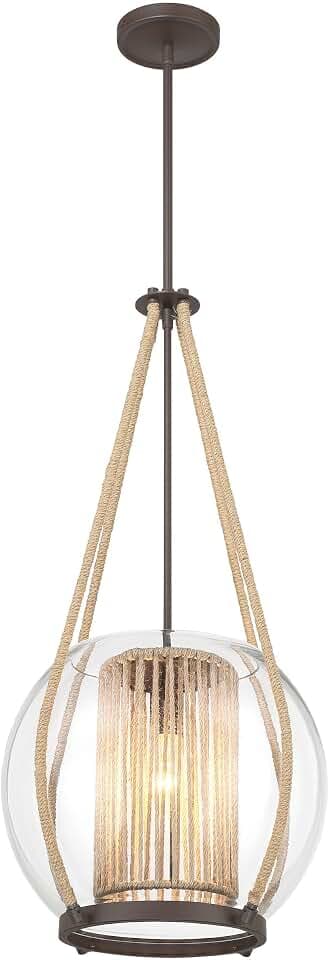 Minka Lavery 3194-287 Stutterhein Pendant, 1-Light, 60 Total Watts, 11-in H x 21.88-in W, Sand Bronze