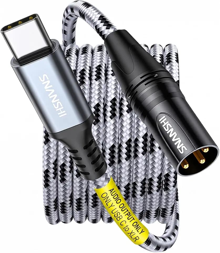 SNANSHI USB C to XLR Cable 6.6ft, Audio Output Only (NOT for Mics/Recording), Unbalanced Type C to XLR Cord for Speaker (Requires Active Speaker), Amp, Mixer, for iPhone 17/16/15, Galaxy S25