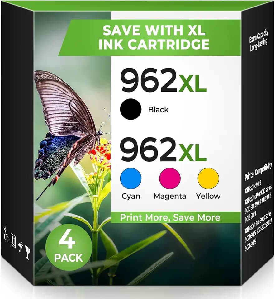 962XL Ink Cartridges for OfficeJet Pro 9010 9020 9015 9018 9025 Compatible for HP 962XL Ink Cartridges Combo Pack 962 Ink Replacement for Office Jet Pro 9015 9010 9020 9018 9025 9012 Printer (4-Pack)