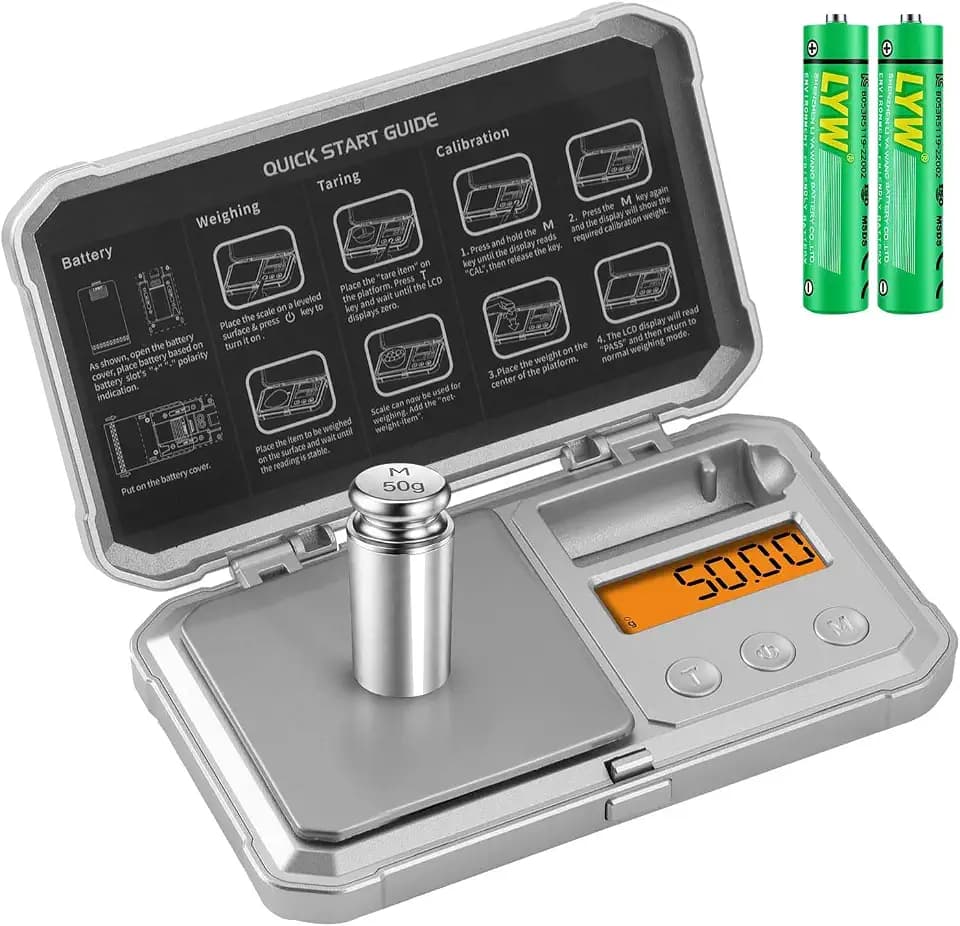 URAQT Feinwaage 200g/0.01 g, Mini Waage Gramm Digitale Taschenwaage Silber