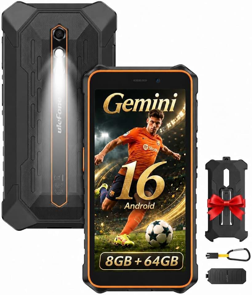 Ulefone Rugking 2 Pro Outdoor Smartphone Android 16, AI Outdoor Handy Ohne Vertrag 8GB+64GB/2TB, Octa-Core 5.45" 90Hz Baustellenhandy, 4550mAh/NFC/GPS/DREI Kartenfächer/Taschenlampe/IP69K Wasserdicht