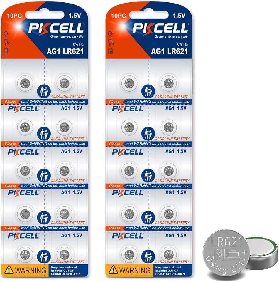 PKCELL 20 Pack SR621sw Watch Battery AG1 LR621 364 Watch Battery