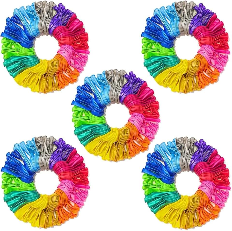 500 Pcs Balloons Assorted Colors, Rainbow Birthday Balloons Bulk Pack of Strong Latex Balloon for Birthday Wedding Anniversary Party Decorations（Multi）
