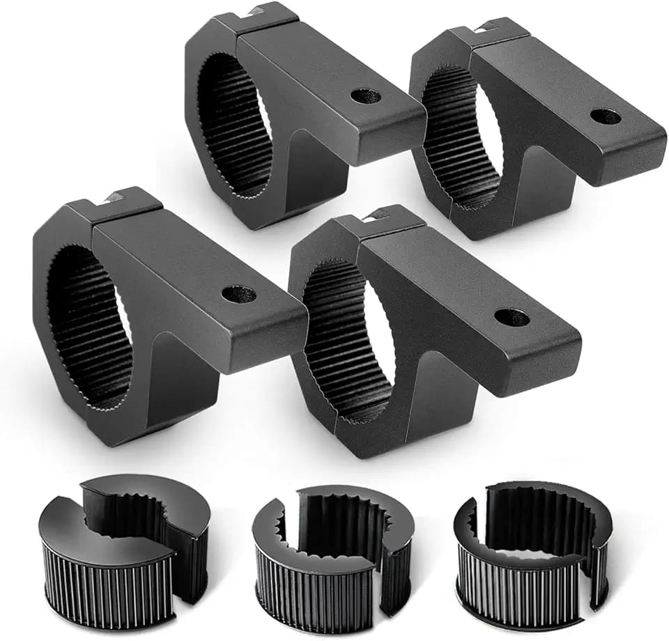 Nilight - 90020D 4PCS Mounting Bracket Kit LED Off-Road Light Horizontal Bar Tube Clamp Roof Roll Cage Holder,2 Years Warranty, Black