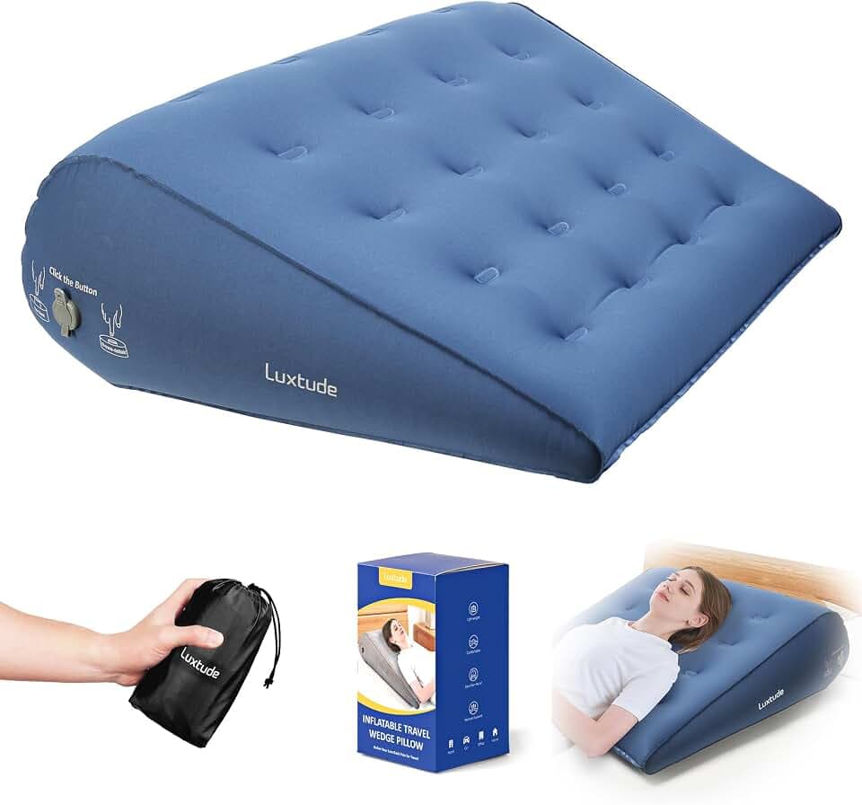 Luxtude Inflatable Wedge Pillow for Traveling, Travel Bed Wedge Pillow