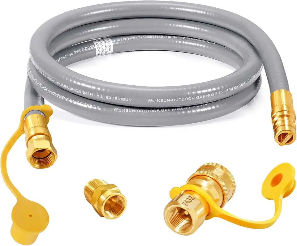 GasSaf 6 FT 1/2" ID Natural Gas Hose with Quick Connect Fitting
