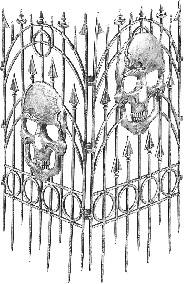 Rubies Silver Skull Fence Prop - 2 Pack Décor for Adults, Unisex One Size