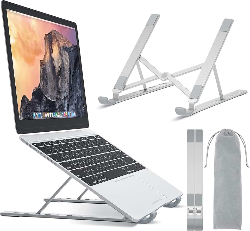 BONTEC Laptop Ständer, Aluminium Multi-Winkel Einstellbar Laptop Stand, 7-Stufe Laptopständer Kompatibel mit Alle Laptops (Unter 17,3 Zoll), Tablet, MacBook, Dell, HP, Huawei, Phones bis zu 20 kg